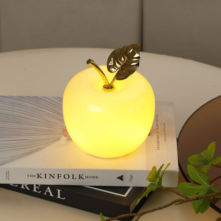Battery Iron Glass Apple-Shaped Table Lamp