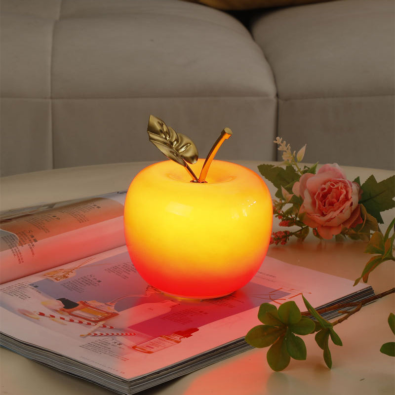 Battery Iron Glass Apple-Shaped Table Lamp
