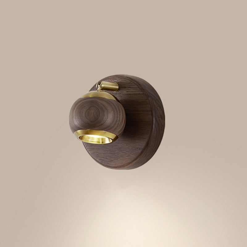 Walnut Aluminum Ball-Shaped Bedside Wall Lamp