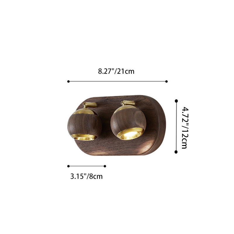 Walnut Aluminum Ball-Shaped Bedside Wall Lamp