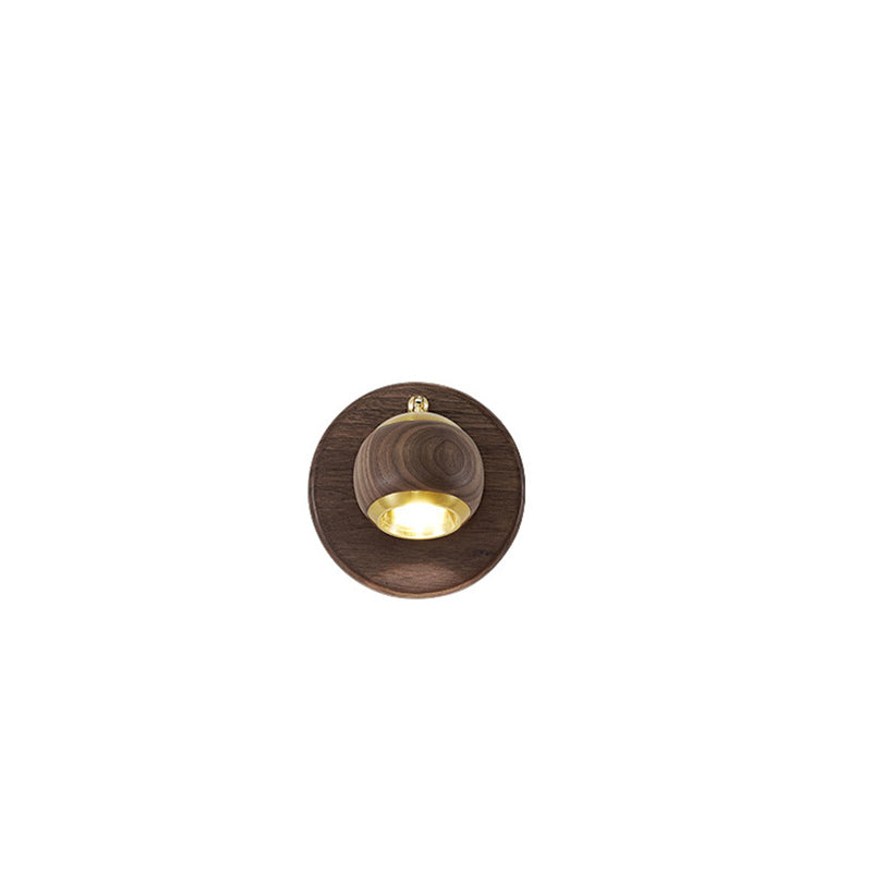 Walnut Aluminum Ball-Shaped Bedside Wall Lamp