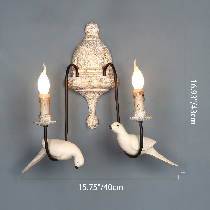 Solid Wood Metal Candelabra Wall Lamp