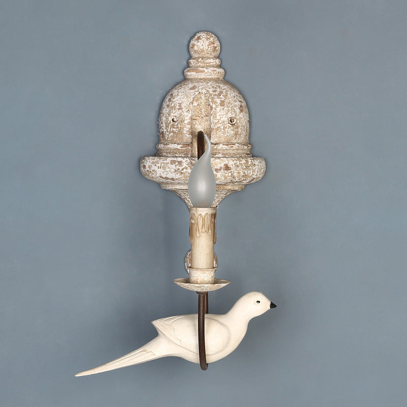 Solid Wood Metal Candelabra Wall Lamp
