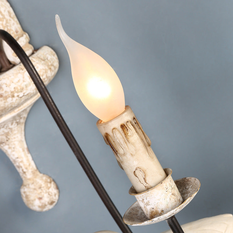 Solid Wood Metal Candelabra Wall Lamp
