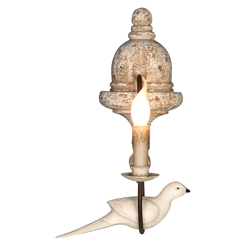 Solid Wood Metal Candelabra Wall Lamp