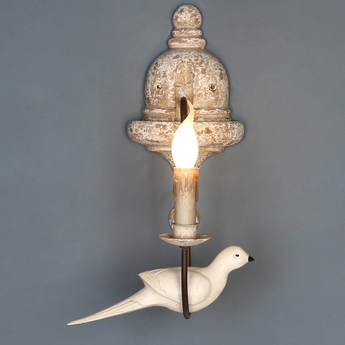 Solid Wood Metal Candelabra Wall Lamp