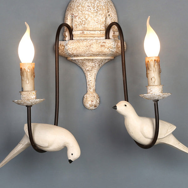 Solid Wood Metal Candelabra Wall Lamp
