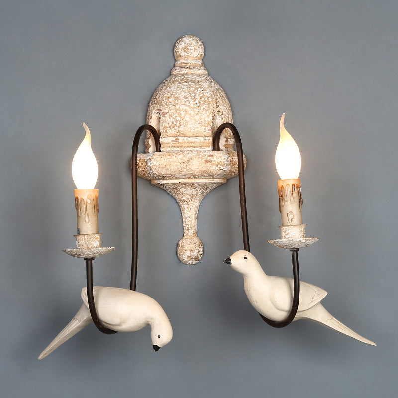 Solid Wood Metal Candelabra Wall Lamp