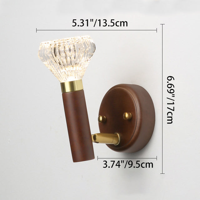 Acrylic Rubberwood Aluminum Diamond Wall Lamp