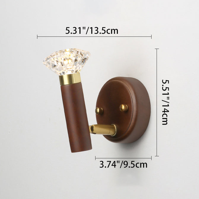 Acrylic Rubberwood Aluminum Diamond Wall Lamp
