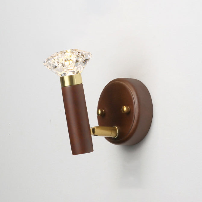 Acrylic Rubberwood Aluminum Diamond Wall Lamp