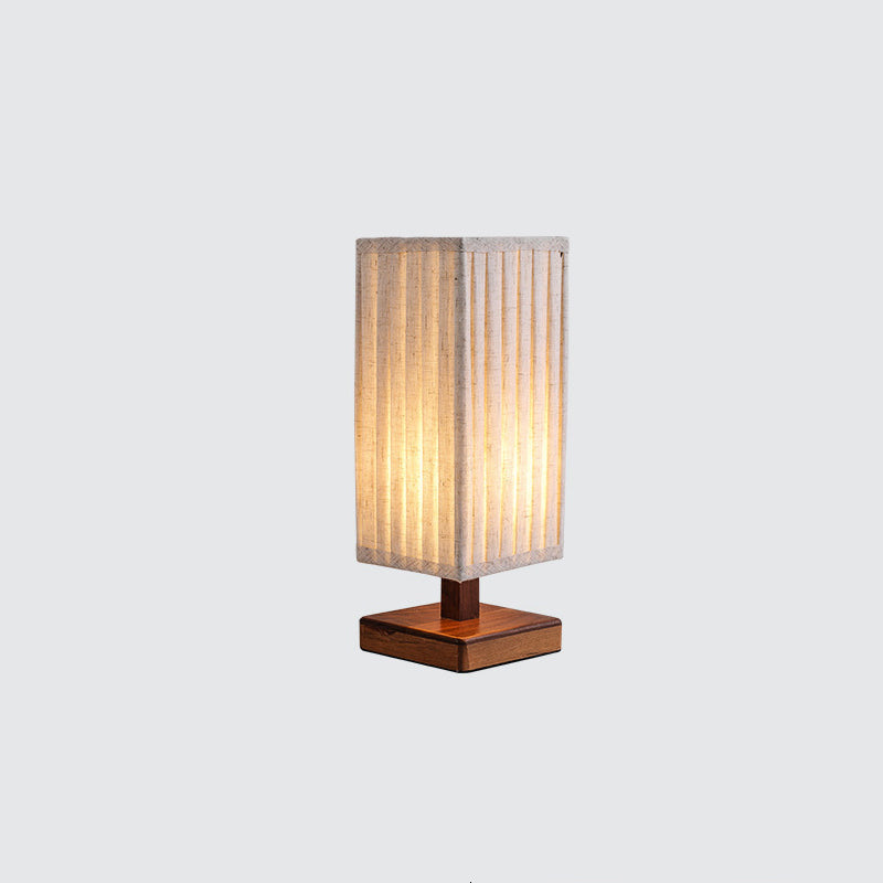 Walnut Fabric Square Column Table Lamp