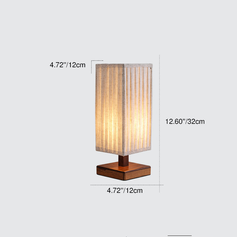Walnut Fabric Square Column Table Lamp