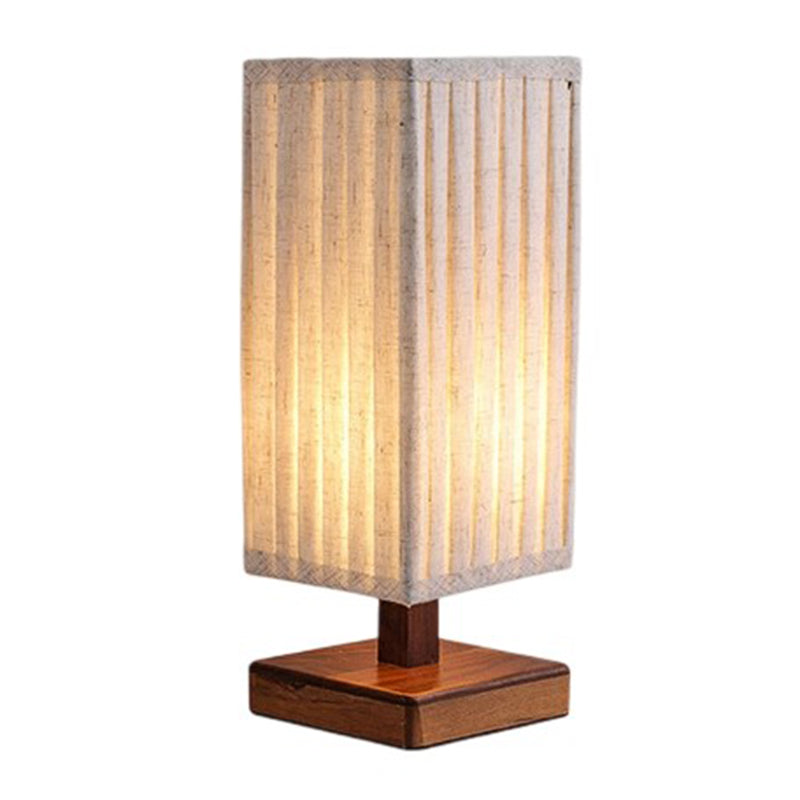 Walnut Fabric Square Column Table Lamp