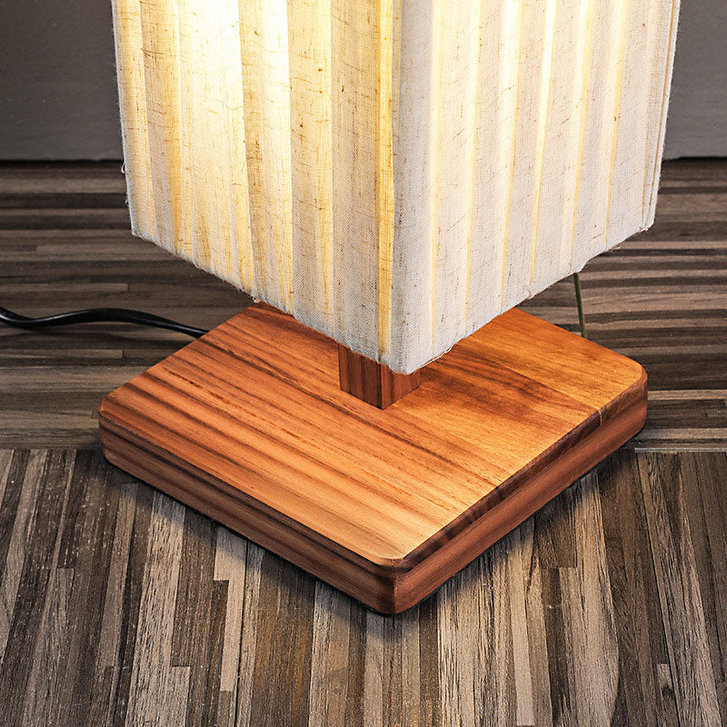 Walnut Fabric Square Column Table Lamp