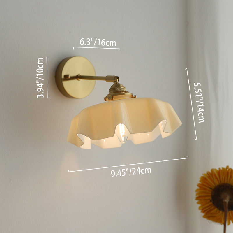 Glass Brass Iron Pleated Wall Lamp