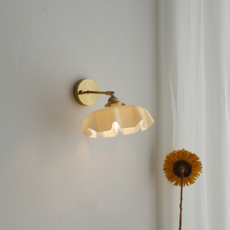 Glass Brass Iron Pleated Wall Lamp