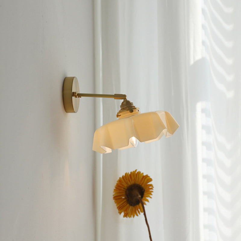 Glass Brass Iron Pleated Wall Lamp