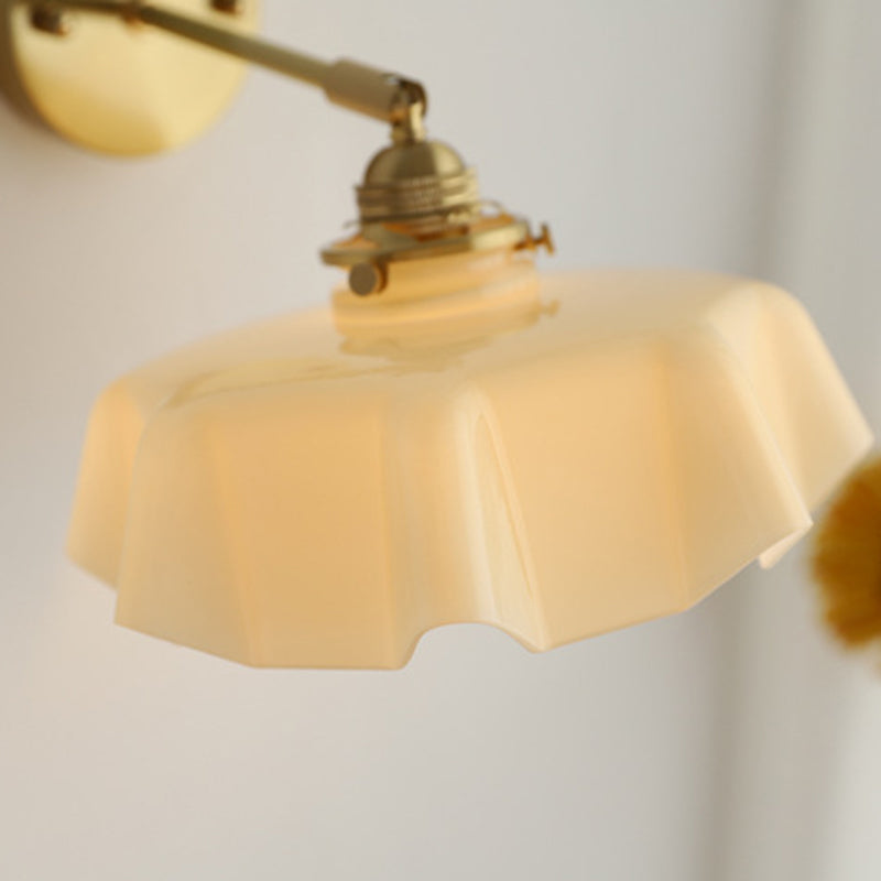 Glass Brass Iron Pleated Wall Lamp