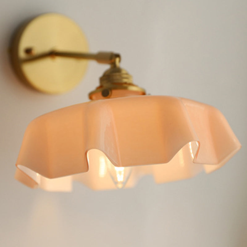 Glass Brass Iron Pleated Wall Lamp