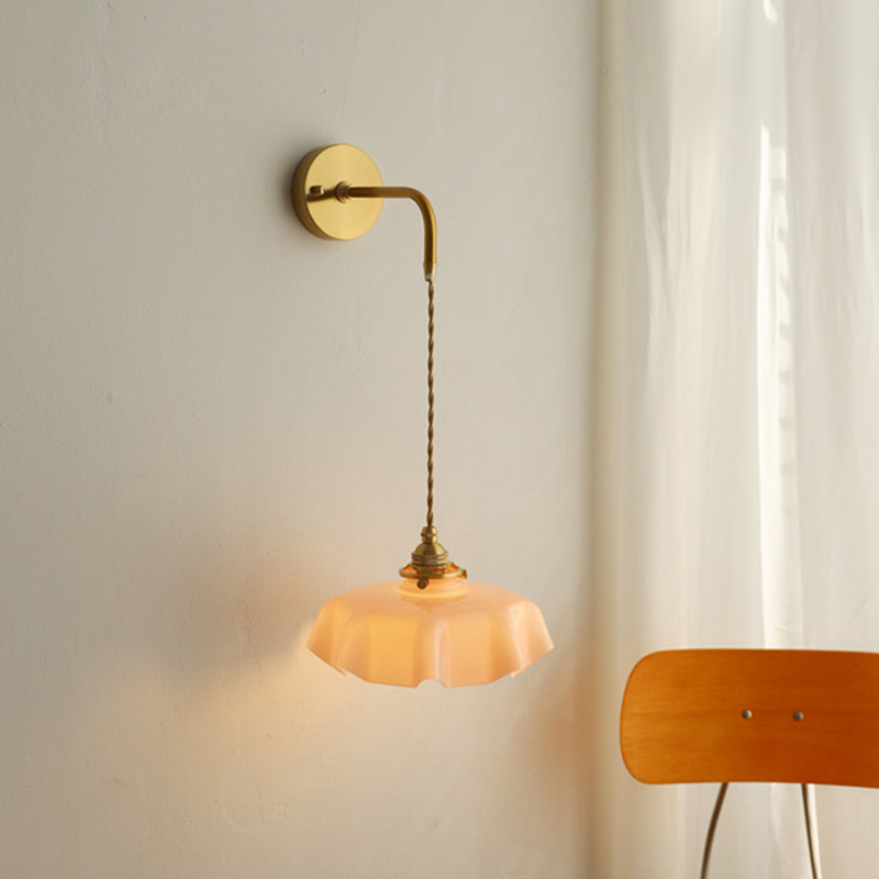 Glass Brass Iron Pleated Wall Lamp