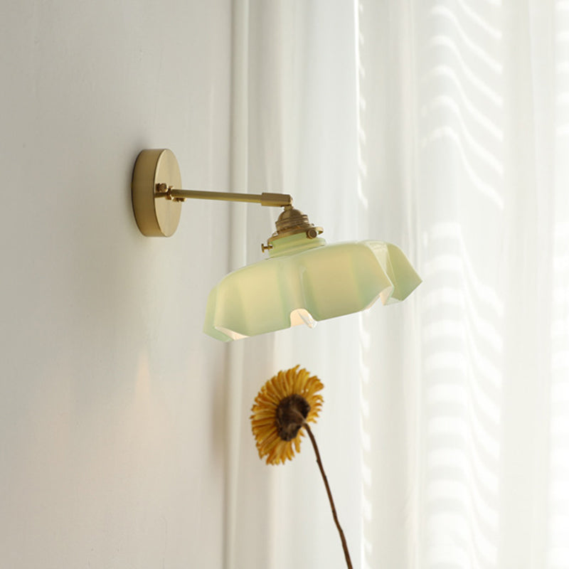 Glass Brass Iron Pleated Wall Lamp