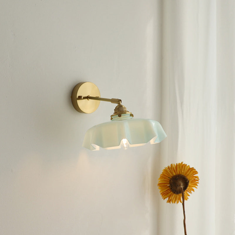 Glass Brass Iron Pleated Wall Lamp
