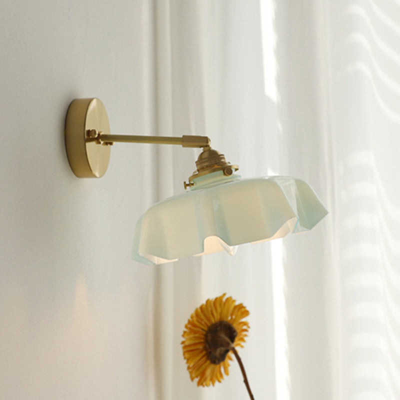 Glass Brass Iron Pleated Wall Lamp