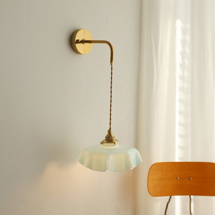 Glass Brass Iron Pleated Wall Lamp