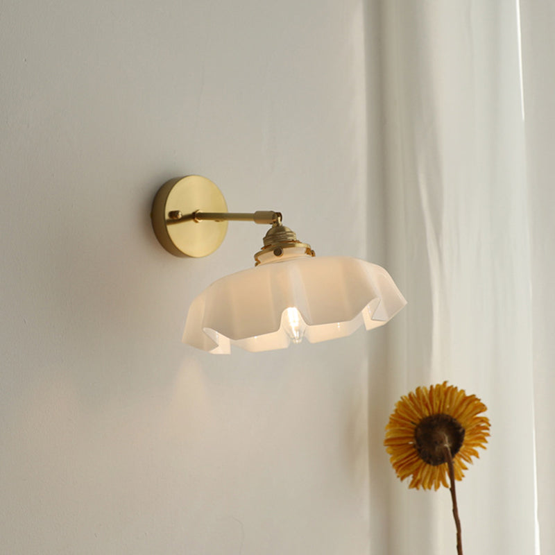 Glass Brass Iron Pleated Wall Lamp