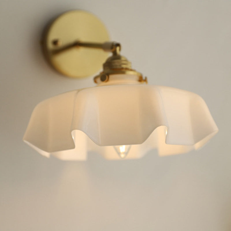 Glass Brass Iron Pleated Wall Lamp