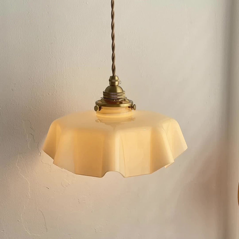Glass Brass Iron Pleated Wall Lamp