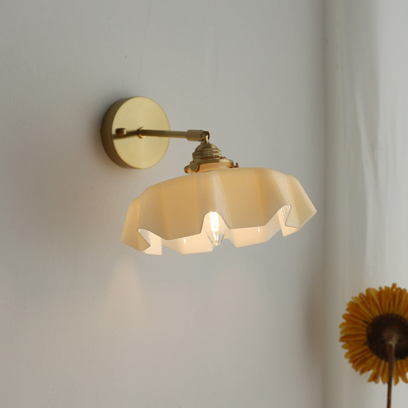Glass Brass Iron Pleated Wall Lamp