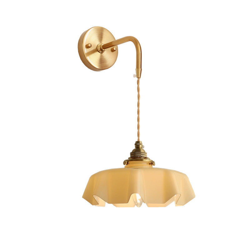 Glass Brass Iron Pleated Wall Lamp