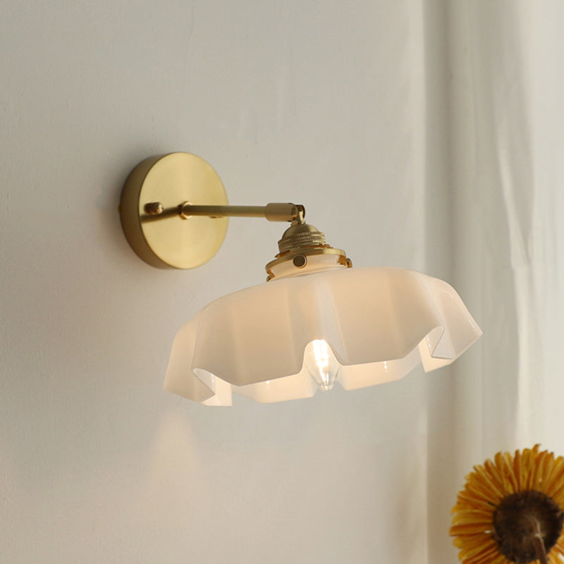 Glass Brass Iron Pleated Wall Lamp