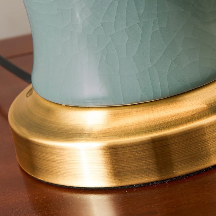Ceramic Fabric Elliptical Bedroom Table Lamp