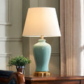 Ceramic Fabric Elliptical Bedroom Table Lamp