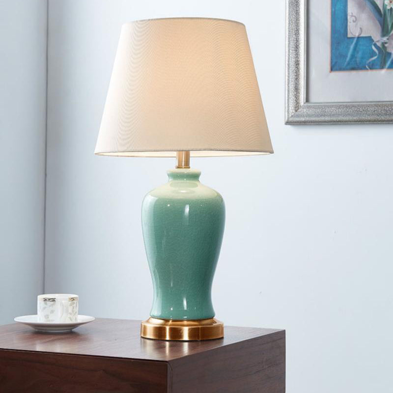 Ceramic Fabric Elliptical Bedroom Table Lamp