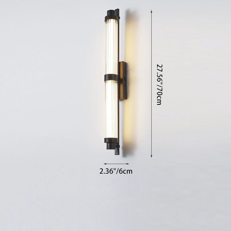 Iron Glass Cylinder Rectangle Wall Lamp