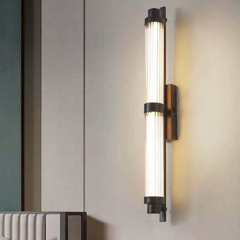 Iron Glass Cylinder Rectangle Wall Lamp