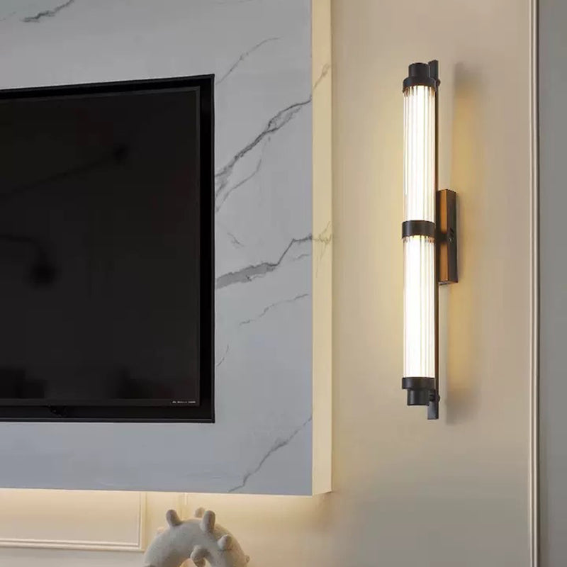 Iron Glass Cylinder Rectangle Wall Lamp
