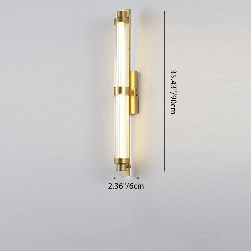 Iron Glass Cylinder Rectangle Wall Lamp