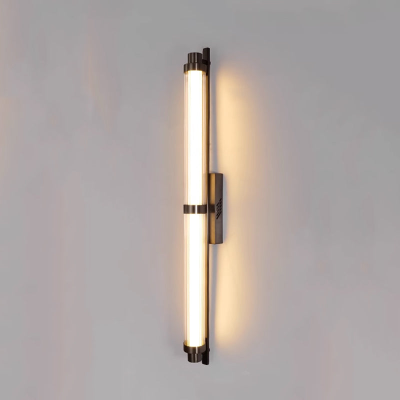Iron Glass Cylinder Rectangle Wall Lamp