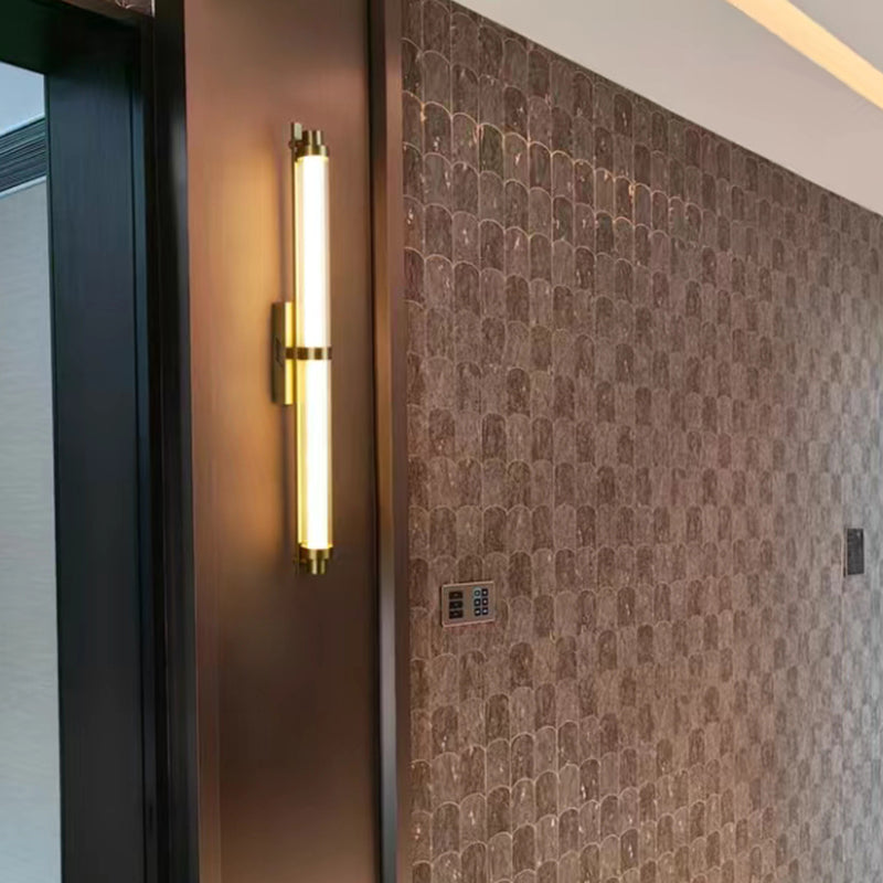 Iron Glass Cylinder Rectangle Wall Lamp