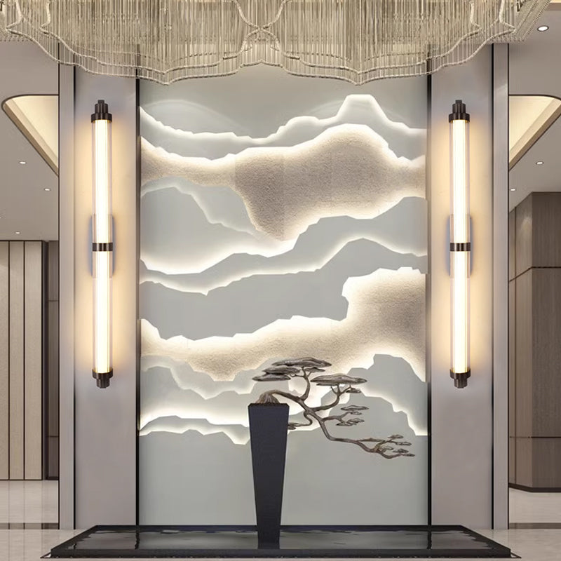 Iron Glass Cylinder Rectangle Wall Lamp