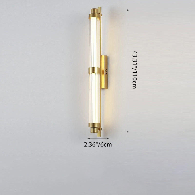 Iron Glass Cylinder Rectangle Wall Lamp