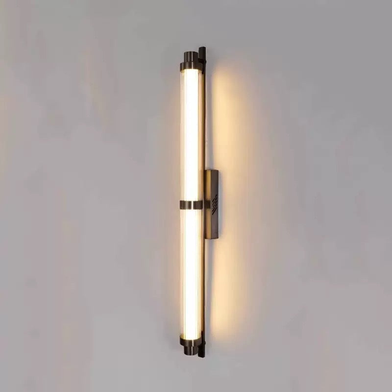 Iron Glass Cylinder Rectangle Wall Lamp