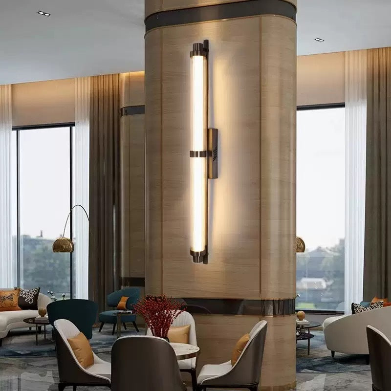 Iron Glass Cylinder Rectangle Wall Lamp