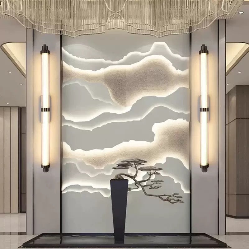 Iron Glass Cylinder Rectangle Wall Lamp