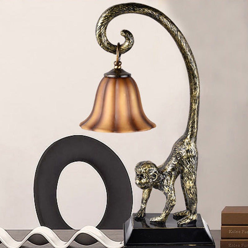 Monkey Copper Glass Bedroom Table Lamp